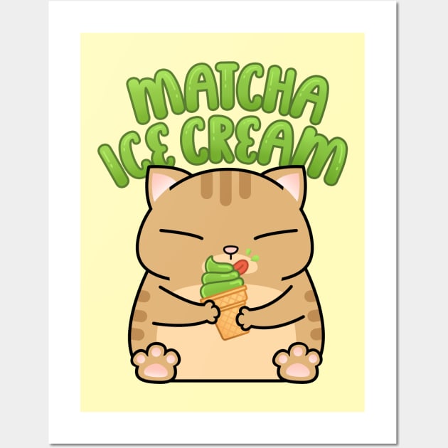 Chubby Cat Matcha Ice Cream Wall Art by Takeda_Art